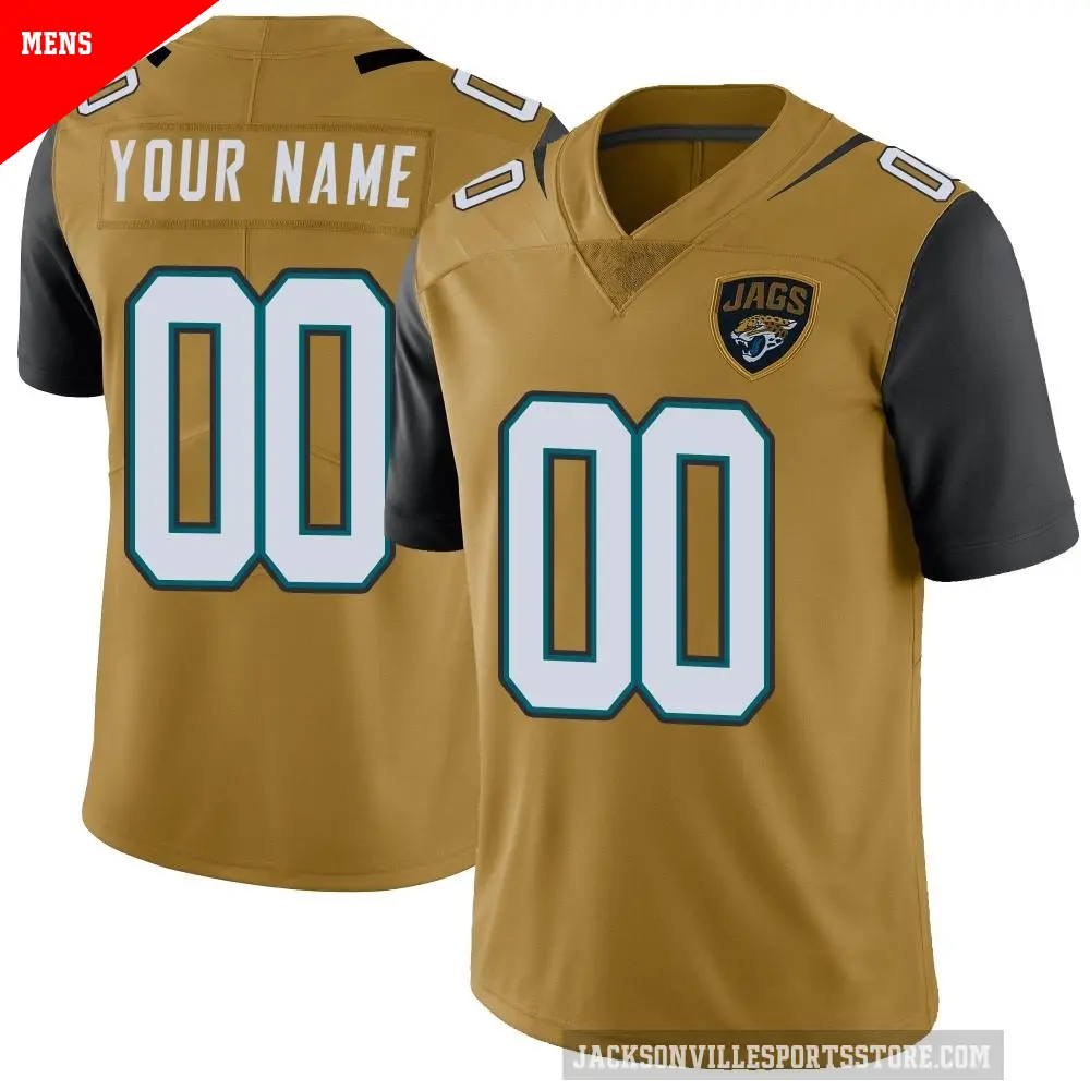 Men's Jacksonville Jaguars ＃00 Custom Gold Limited Color Rush Vapor Untouchable Jersey