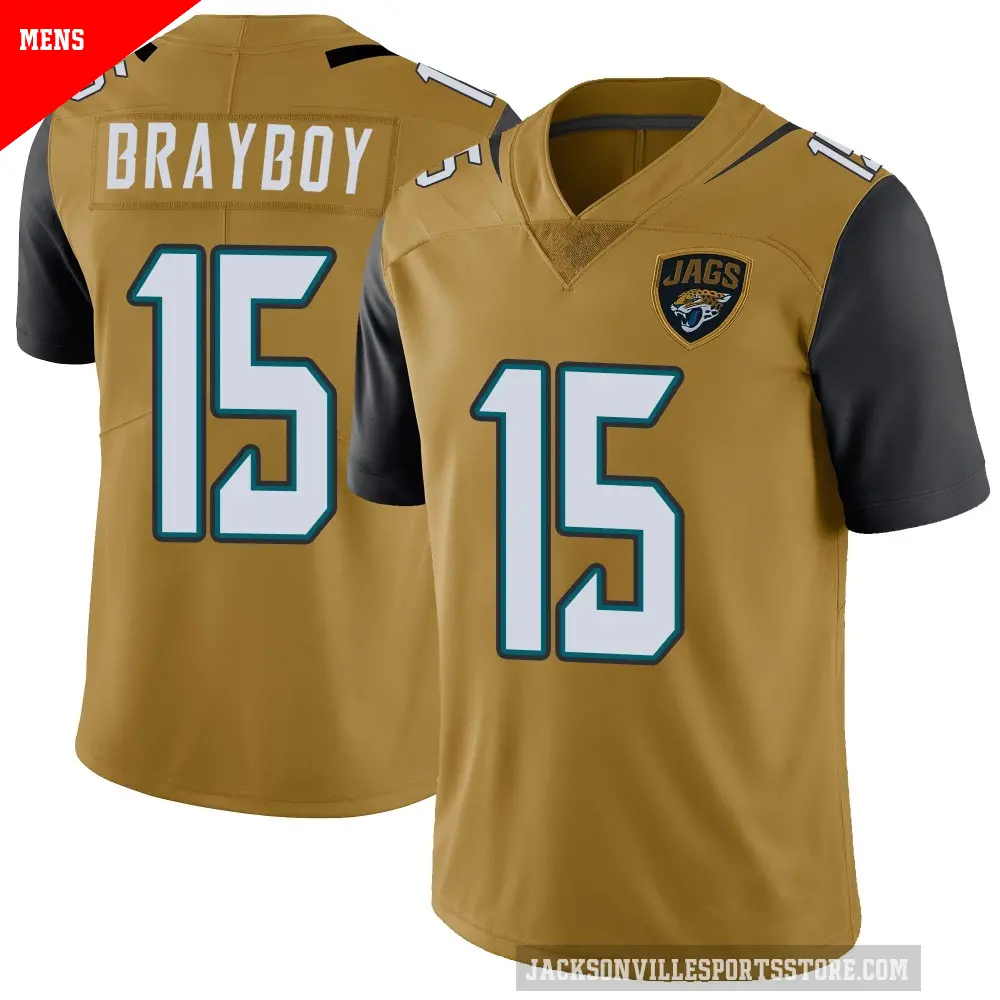 Men's Jacksonville Jaguars ＃15 Chandler Brayboy Gold Limited Color Rush Vapor Untouchable Jersey