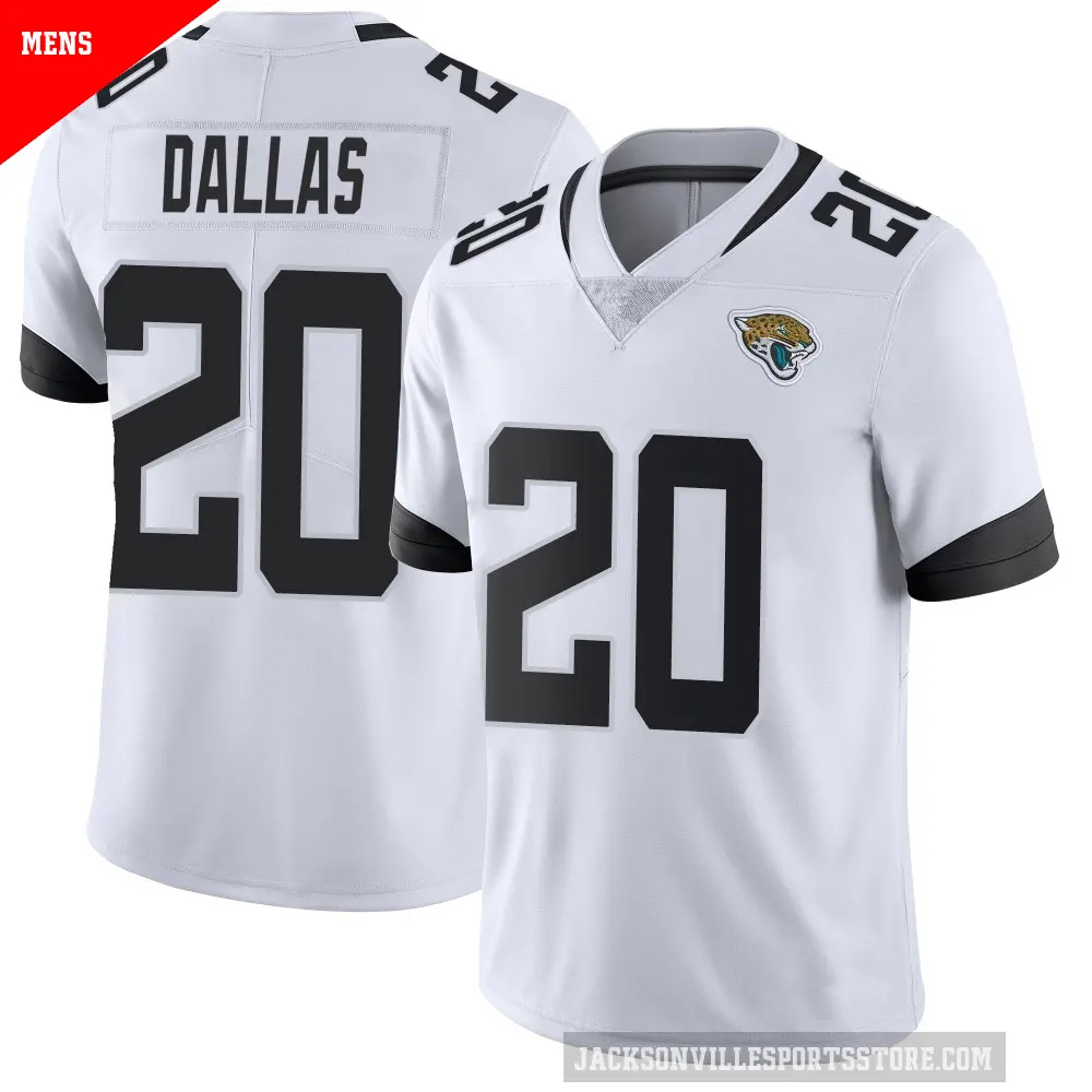 Men's Jacksonville Jaguars ＃20 DeeJay Dallas White Limited Vapor Untouchable Jersey
