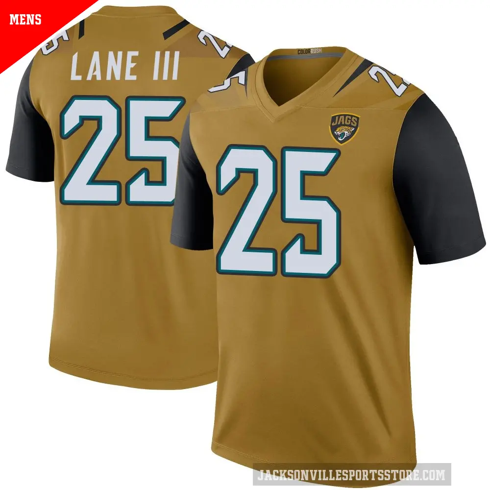 Men's Jacksonville Jaguars ＃25 Rayuan Lane III Gold Legend Color Rush Bold Jersey