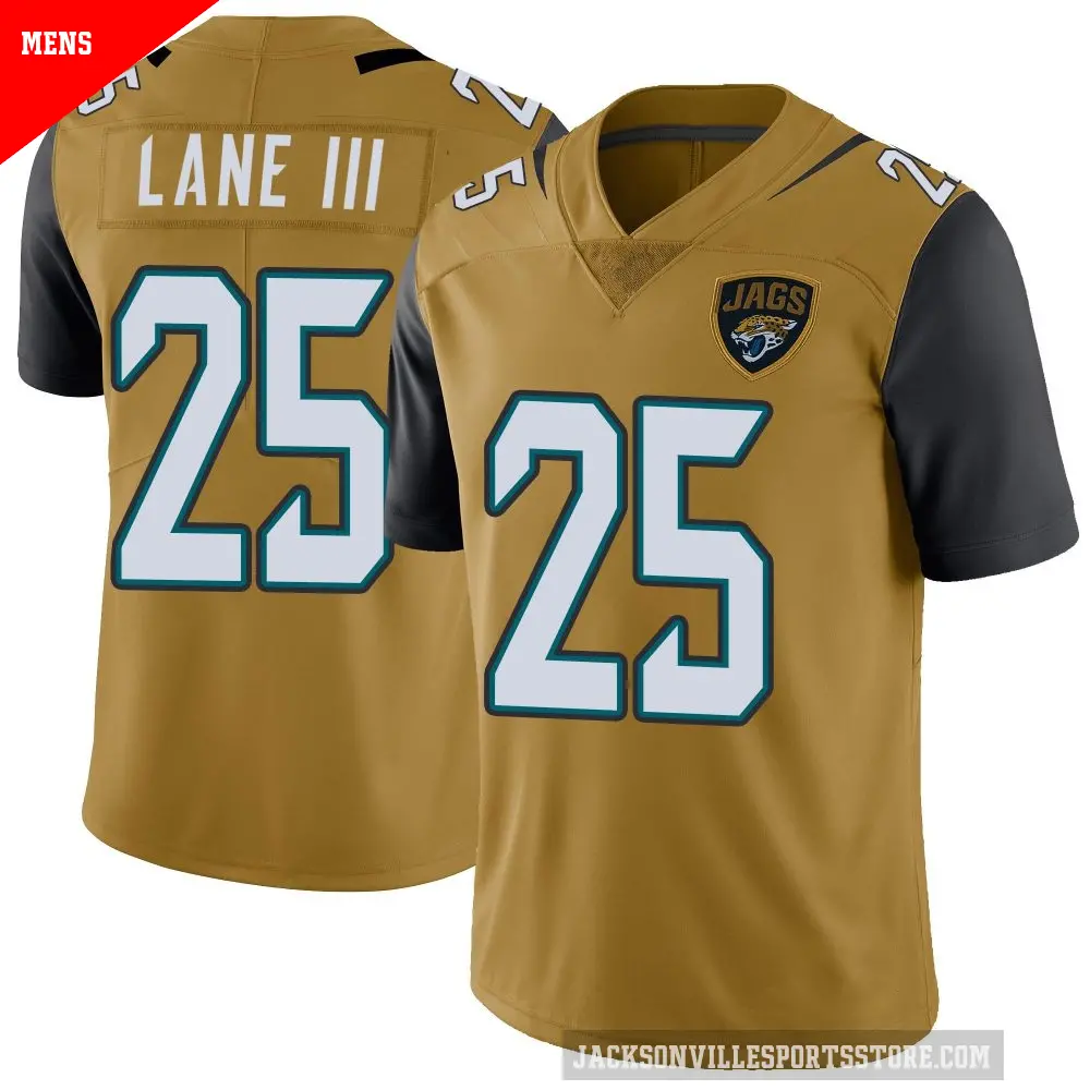 Men's Jacksonville Jaguars ＃25 Rayuan Lane III Gold Limited Color Rush Vapor Untouchable Jersey