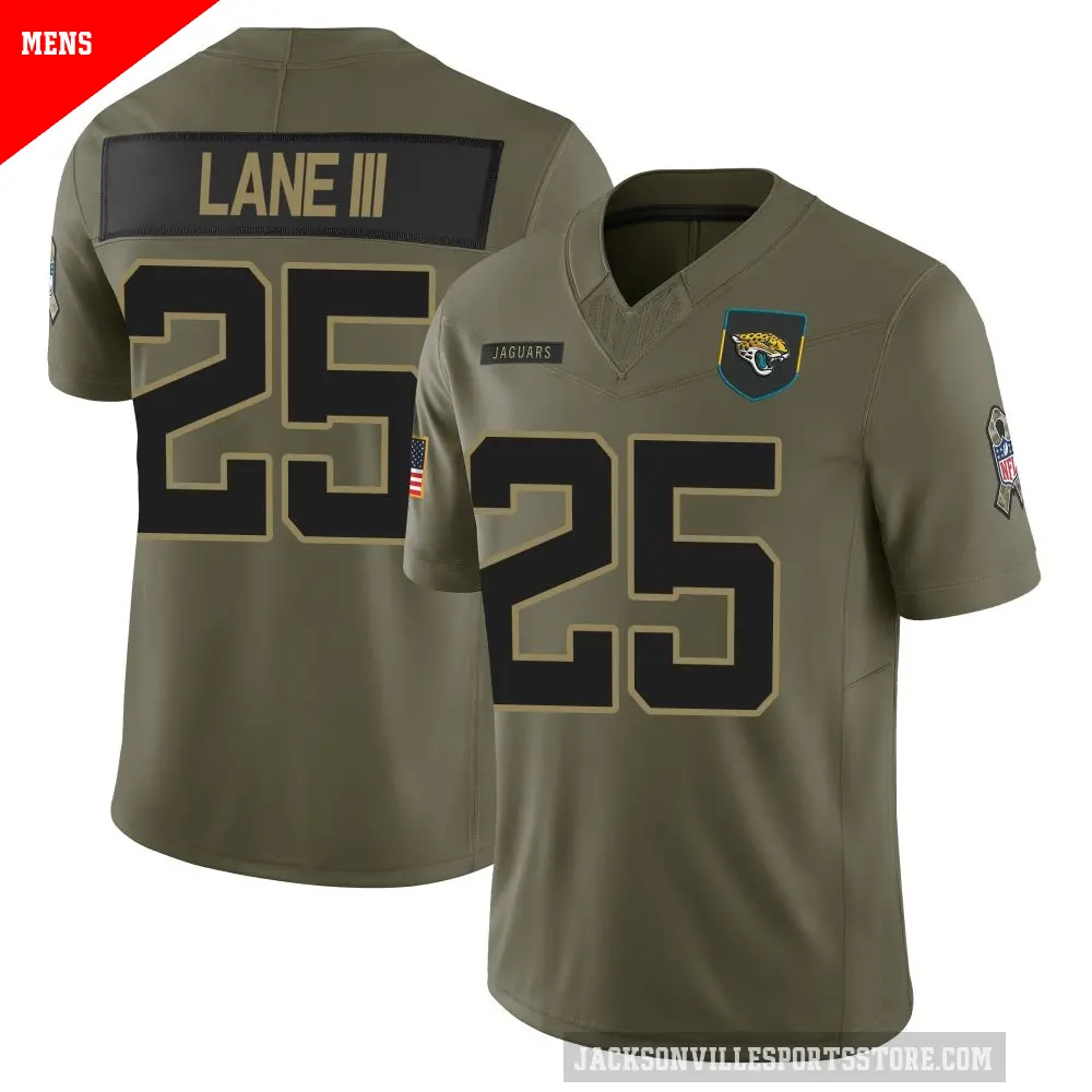 Men's Jacksonville Jaguars ＃25 Rayuan Lane III Olive Limited 2025 Salute to Service Jersey