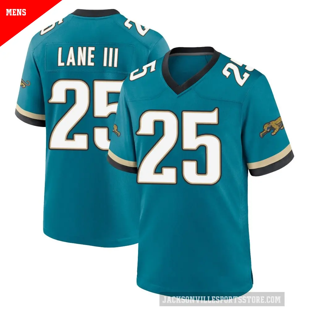 Men's Jacksonville Jaguars ＃25 Rayuan Lane III Teal Game Prowler Throwback Jersey