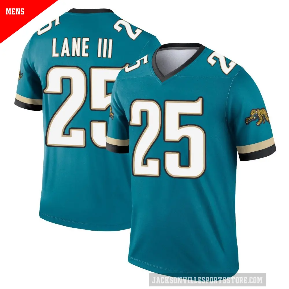 Men's Jacksonville Jaguars ＃25 Rayuan Lane III Teal Legend Prowler Throwback Jersey