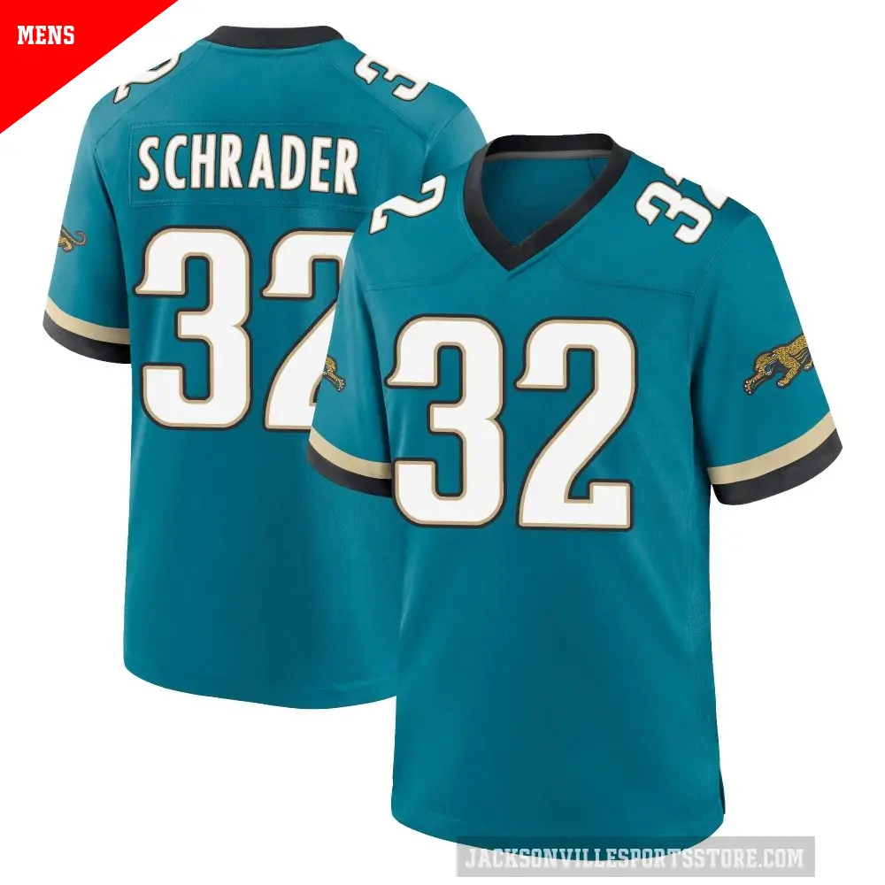 Men's Jacksonville Jaguars ＃32 Cody Schrader Teal Game Prowler Throwback Jersey