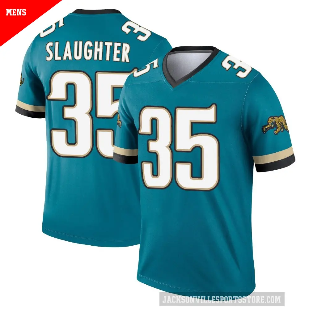 Men's Jacksonville Jaguars ＃35 Doneiko Slaughter Teal Legend Prowler Throwback Jersey