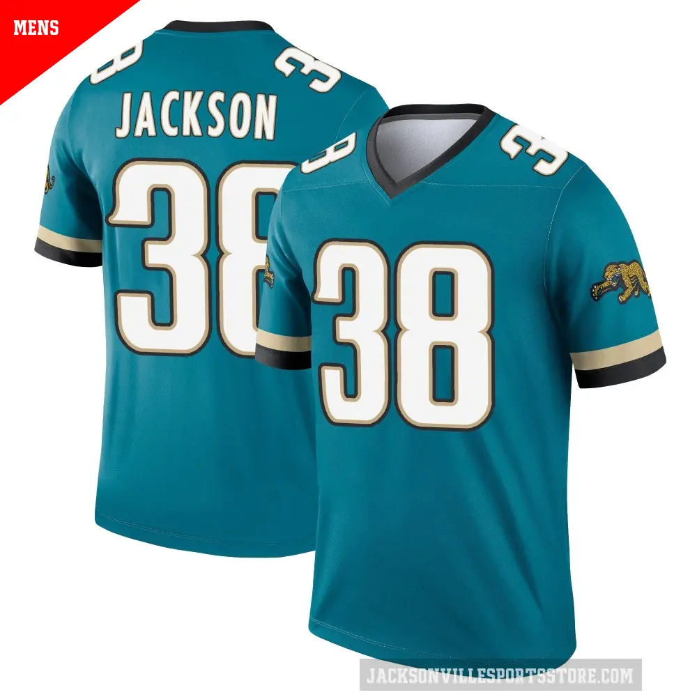 Men's Jacksonville Jaguars ＃38 Ja'Quinden Jackson Teal Legend Prowler Throwback Jersey