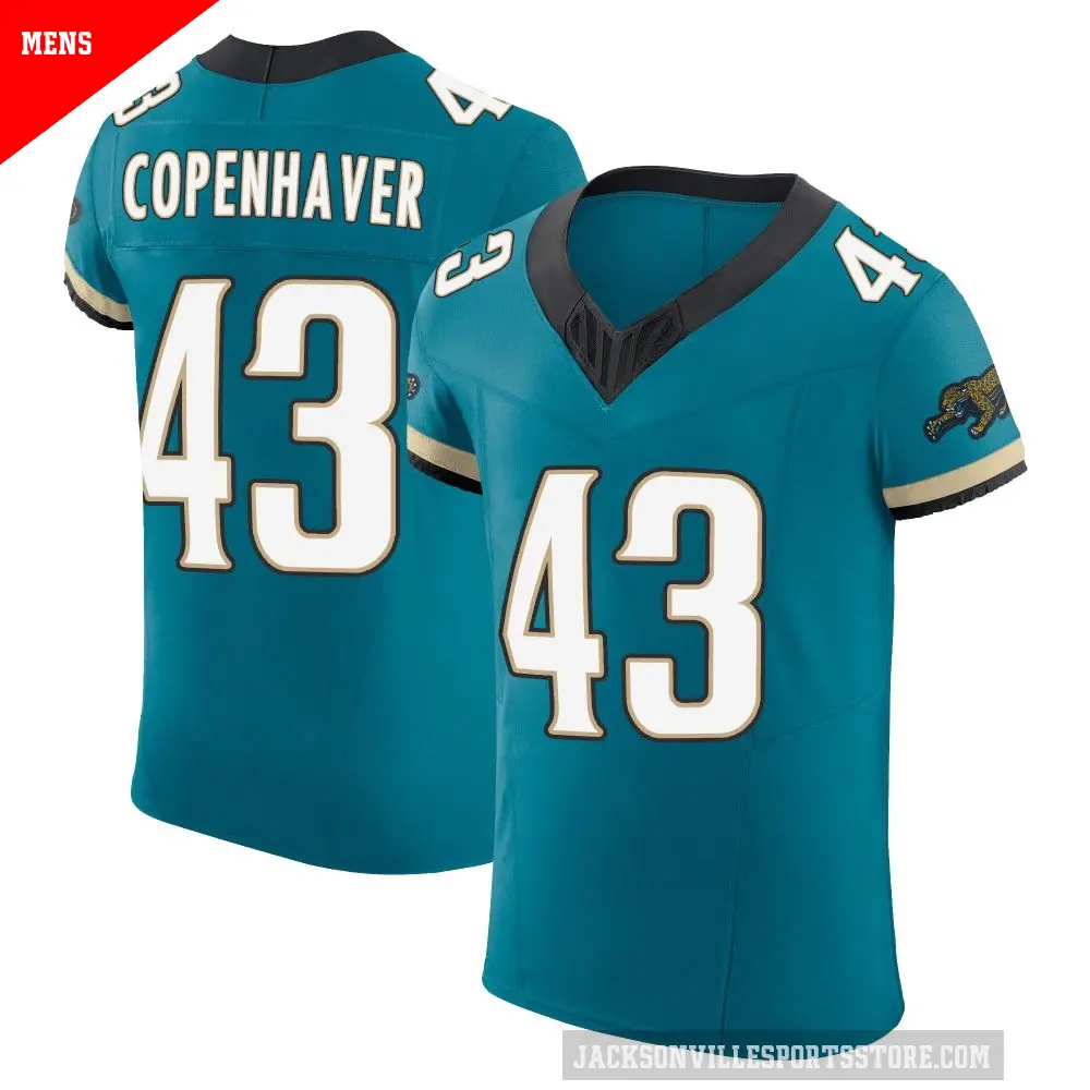 Men's Jacksonville Jaguars ＃43 John Copenhaver Teal Elite Prowler Throwback Vapor F.U.S.E. Jersey