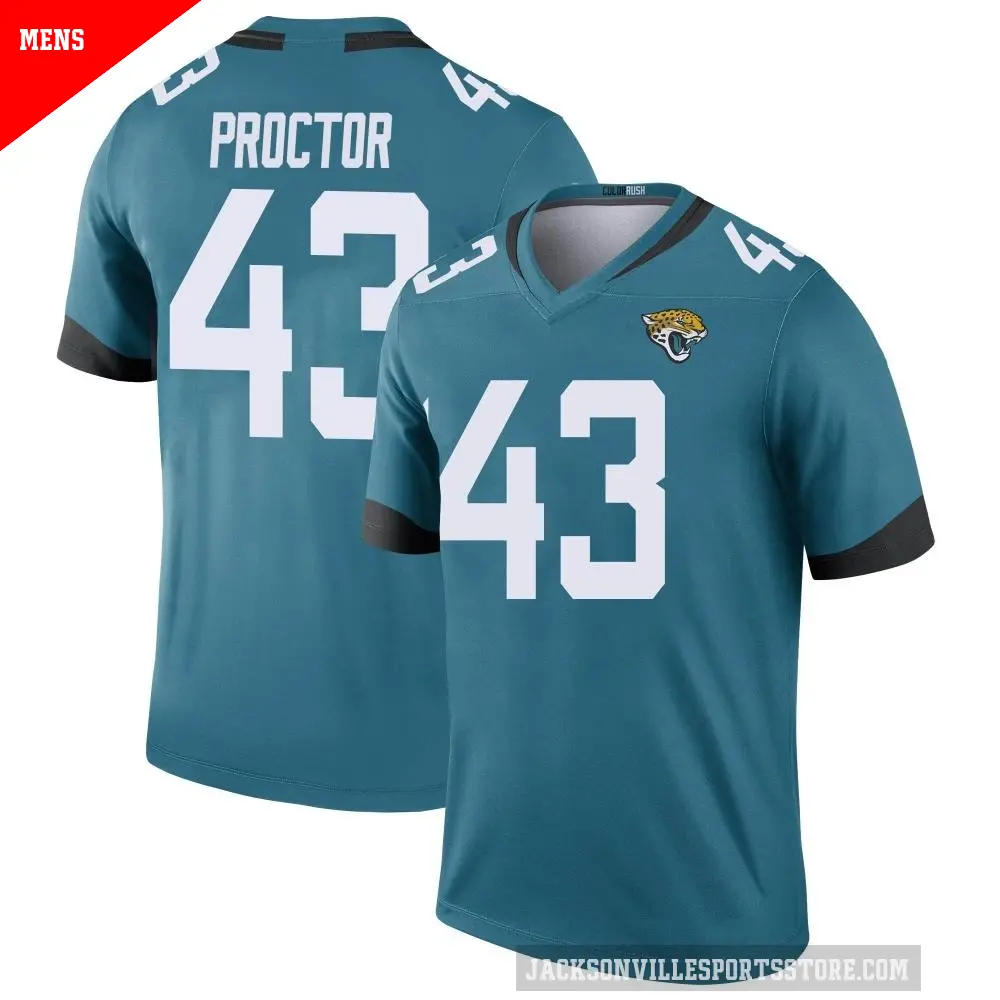 Men's Jacksonville Jaguars ＃43 Josh Proctor Teal Legend Color Rush Jersey