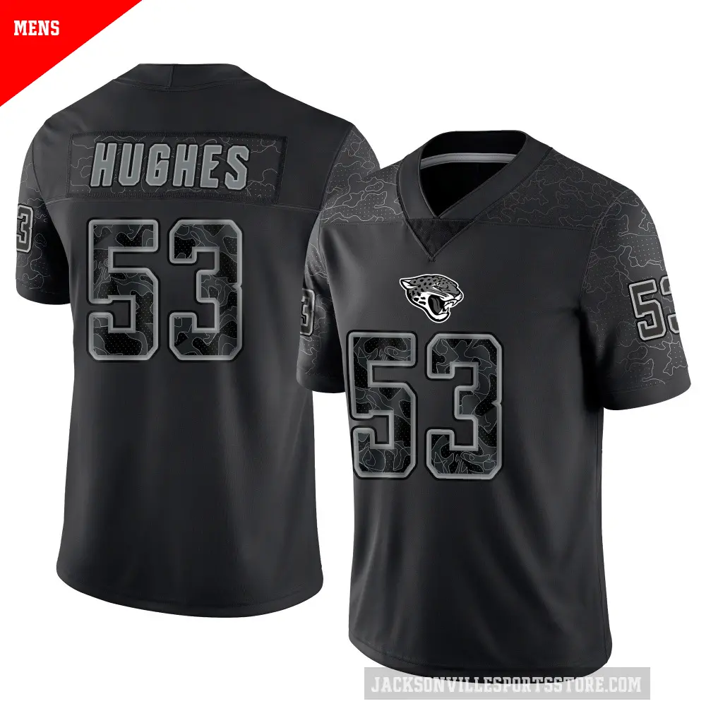 Men's Jacksonville Jaguars ＃53 Parker Hughes Black Limited Reflective Jersey