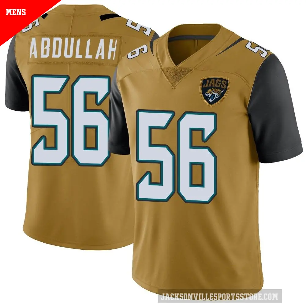Men's Jacksonville Jaguars ＃56 Yasir Abdullah Gold Limited Color Rush Vapor Untouchable Jersey