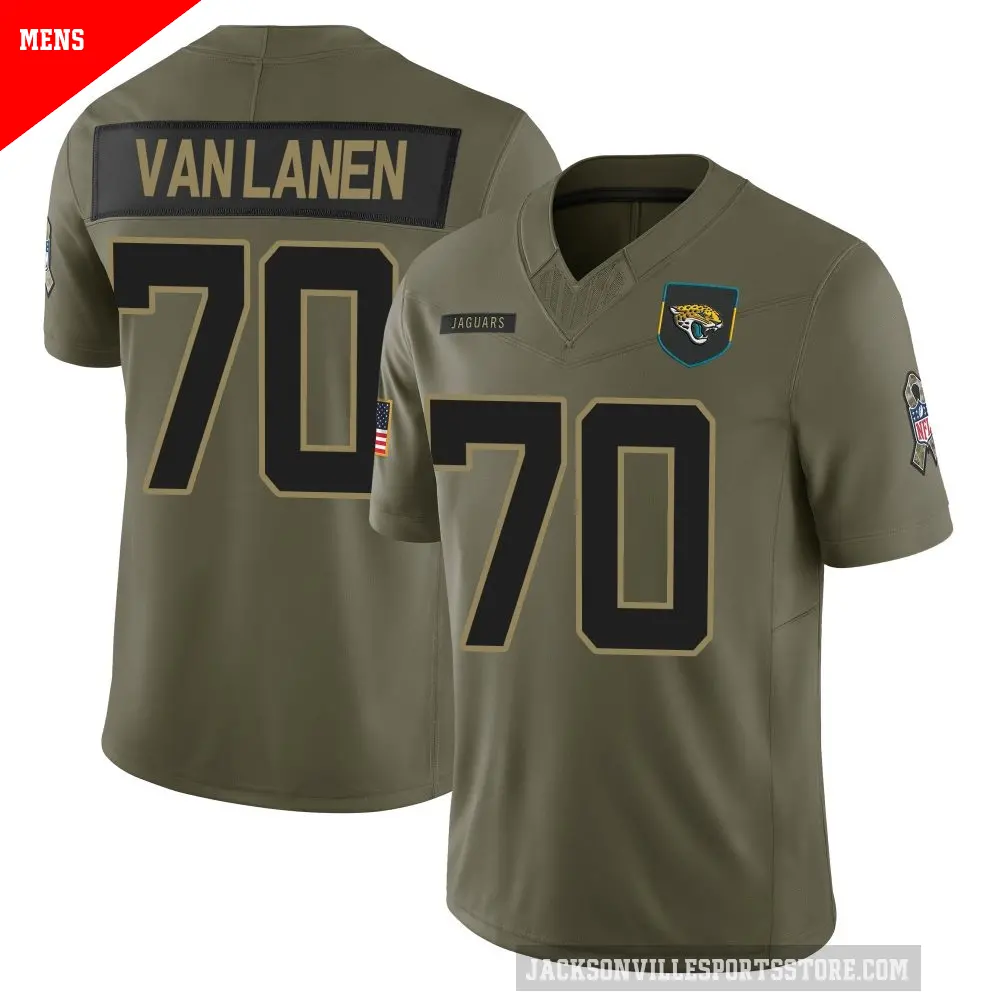 Men's Jacksonville Jaguars ＃70 Cole Van Lanen Olive Limited 2025 Salute to Service Jersey