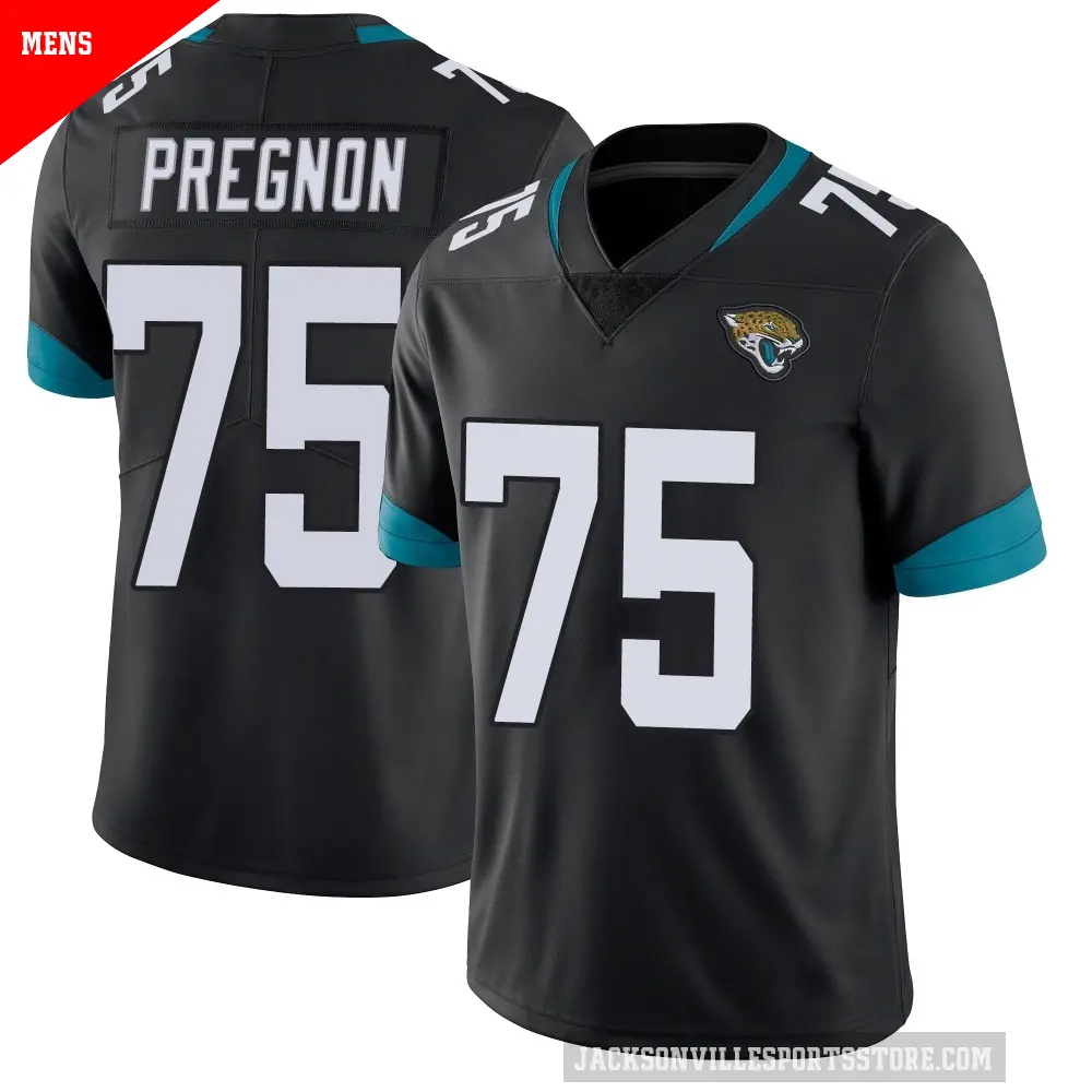 Men's Jacksonville Jaguars ＃75 Emmanuel Pregnon Black Limited Vapor Untouchable Jersey