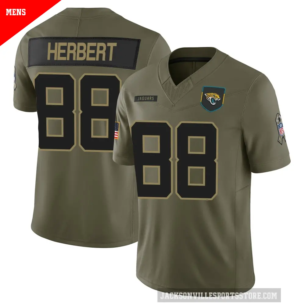 Men's Jacksonville Jaguars ＃88 Patrick Herbert Olive Limited 2025 Salute to Service Jersey