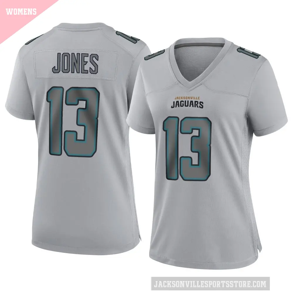 Women's Jacksonville Jaguars ＃13 Tim Jones Gray Game Atmosphere Fashion Jersey