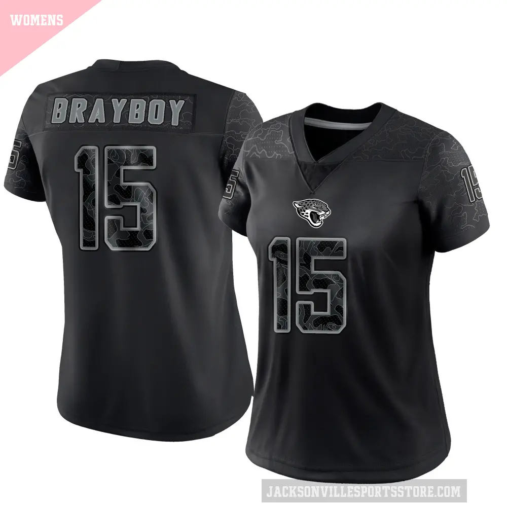 Women's Jacksonville Jaguars ＃15 Chandler Brayboy Black Limited Reflective Jersey