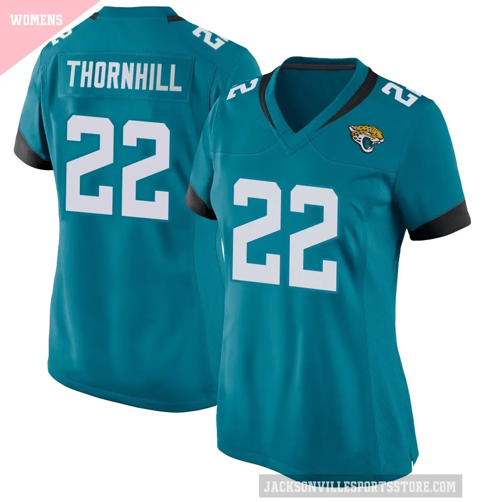 Women's Jacksonville Jaguars ＃22 Juan Thornhill Teal Game Jersey