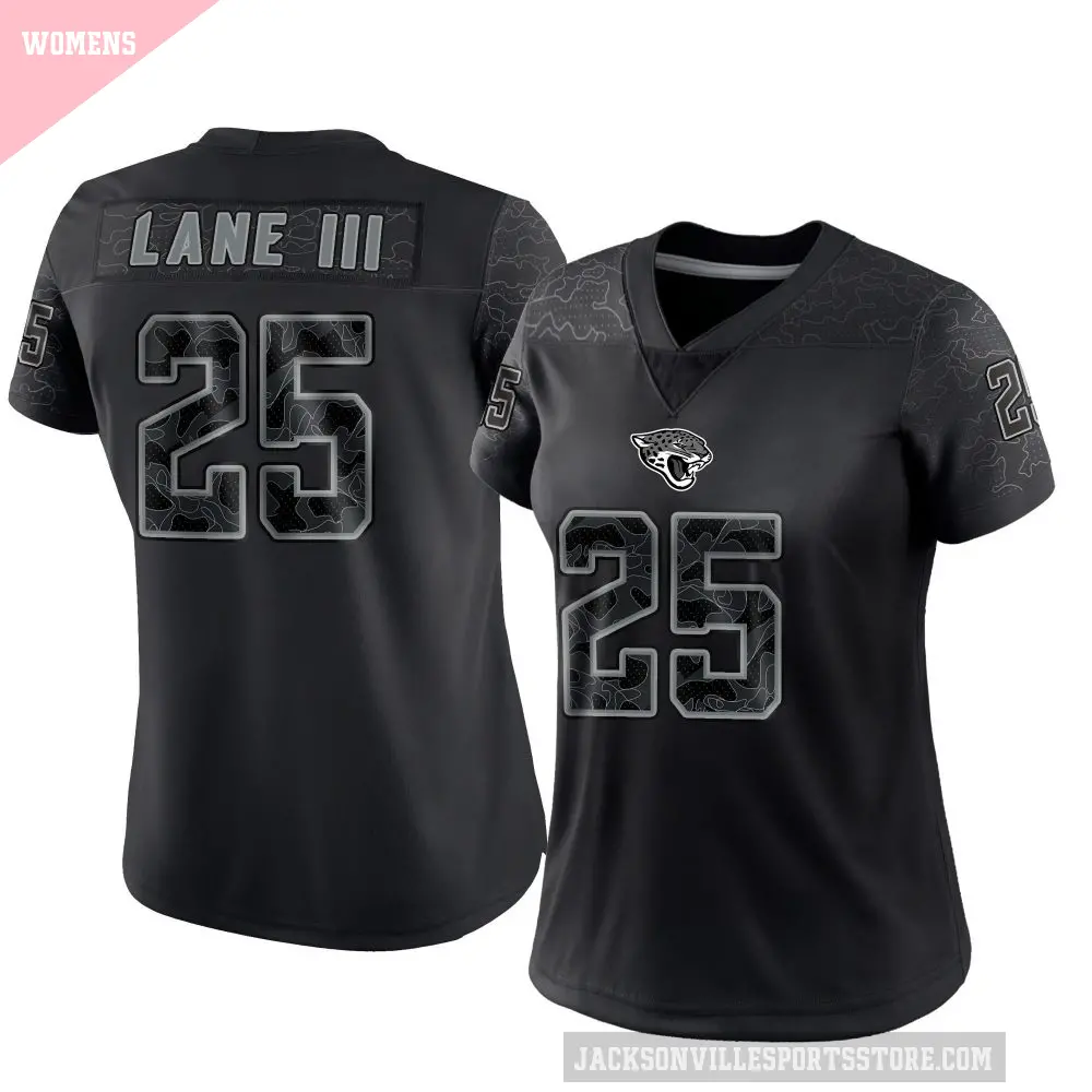Women's Jacksonville Jaguars ＃25 Rayuan Lane III Black Limited Reflective Jersey