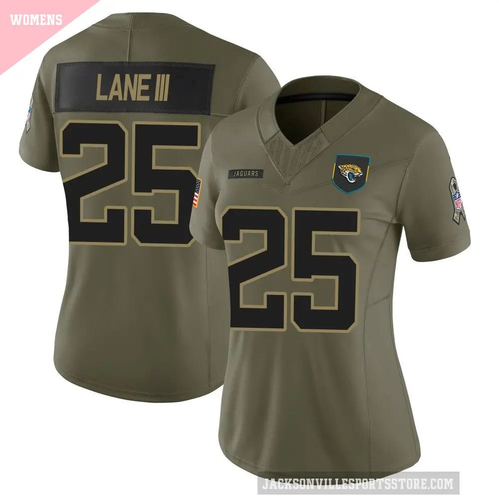 Women's Jacksonville Jaguars ＃25 Rayuan Lane III Olive Limited 2025 Salute to Service Jersey