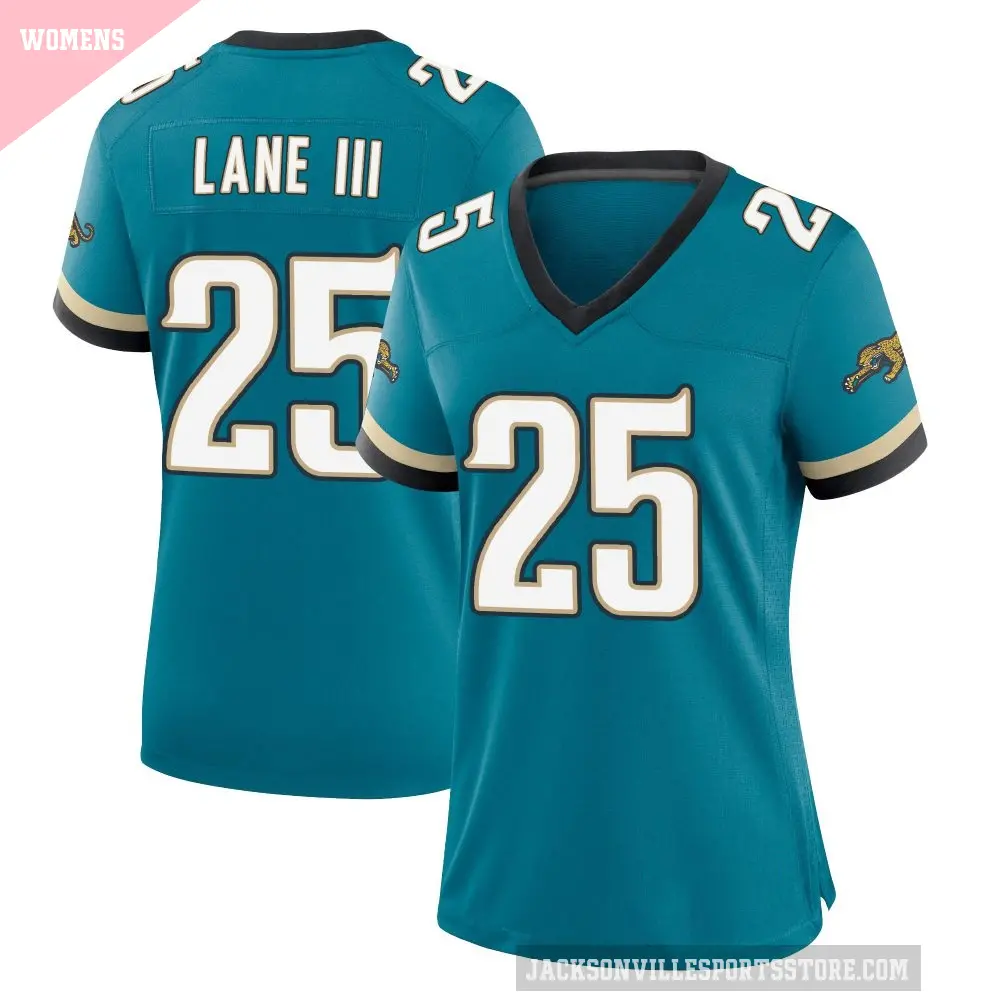 Women's Jacksonville Jaguars ＃25 Rayuan Lane III Teal Game Prowler Throwback Jersey