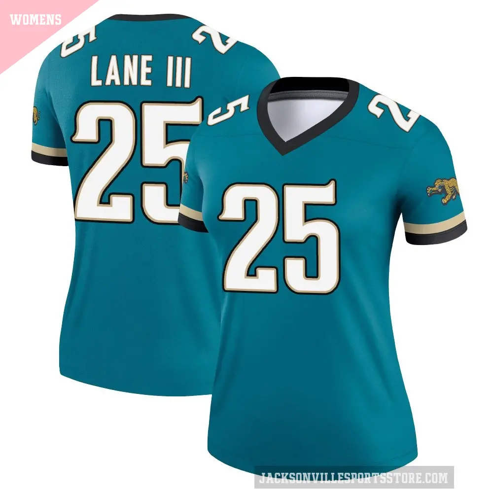 Women's Jacksonville Jaguars ＃25 Rayuan Lane III Teal Legend Prowler Throwback Jersey