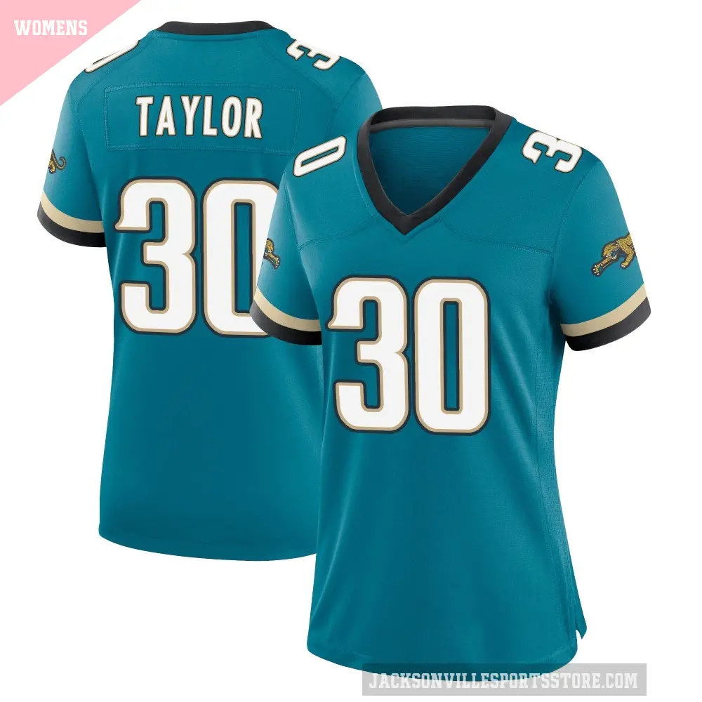 Women's Jacksonville Jaguars ＃30 J'Mari Taylor Teal Game Prowler Throwback Jersey
