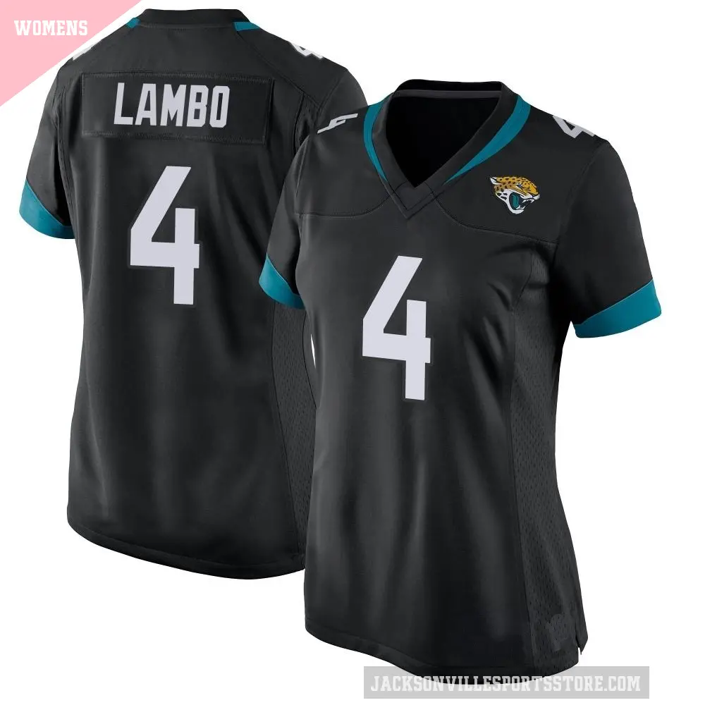 Women's Jacksonville Jaguars ＃4 Josh Lambo Black Game Alternate Jersey