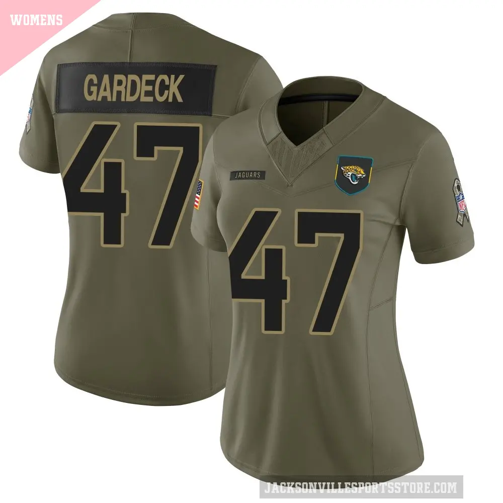 Women's Jacksonville Jaguars ＃47 Dennis Gardeck Olive Limited 2025 Salute to Service Jersey