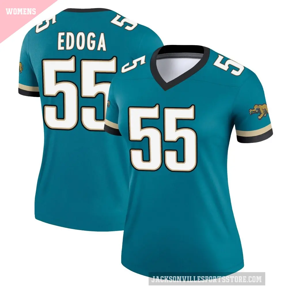 Women's Jacksonville Jaguars ＃55 Chuma Edoga Teal Legend Prowler Throwback Jersey