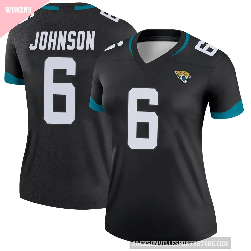 Women's Jacksonville Jaguars ＃6 Antonio Johnson Black Legend Jersey