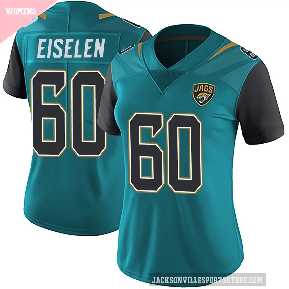 Women's Jacksonville Jaguars ＃60 Dieter Eiselen Teal Limited Vapor Untouchable Team Color Jersey