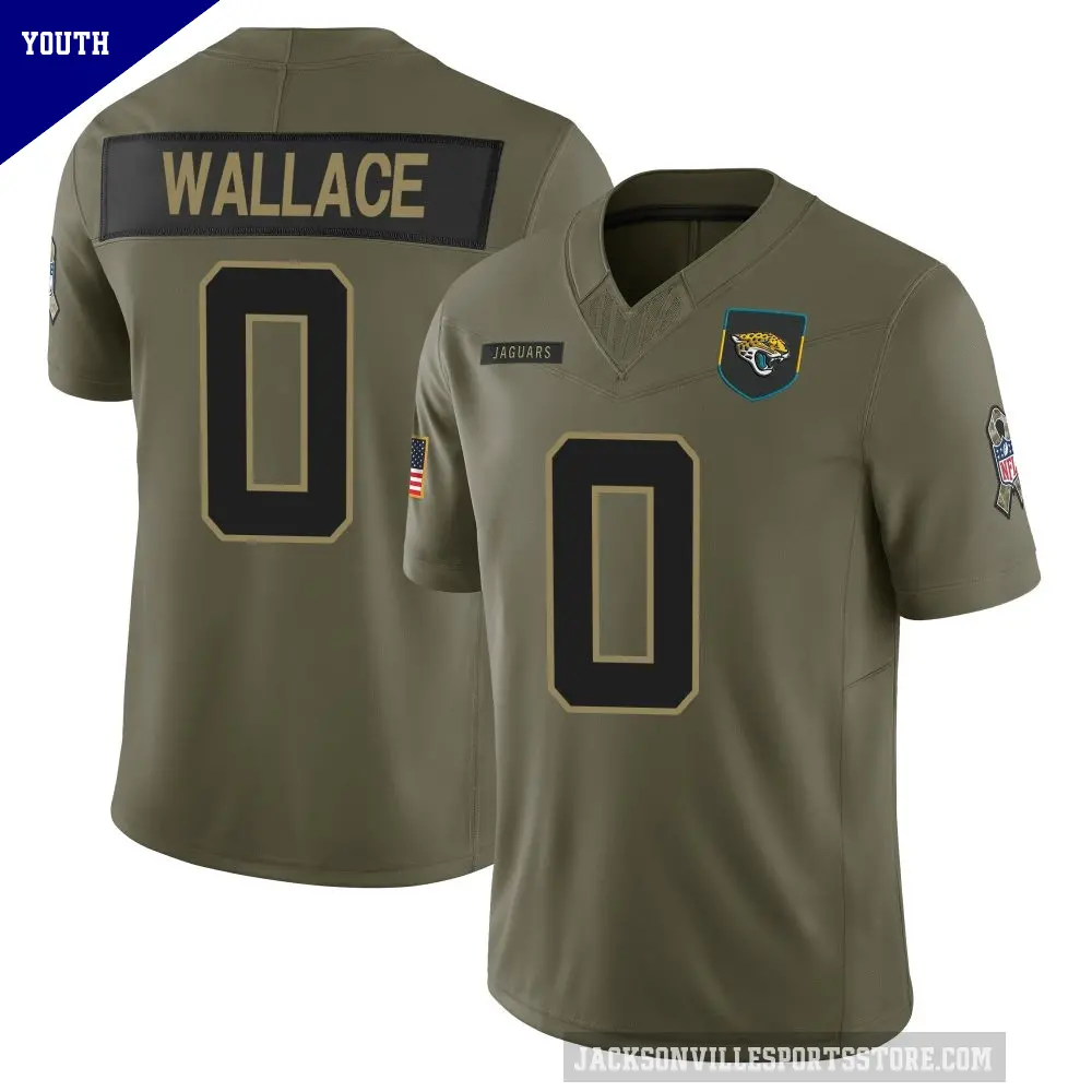 Youth Jacksonville Jaguars ＃0 Levi Wallace Olive Limited 2025 Salute to Service Jersey