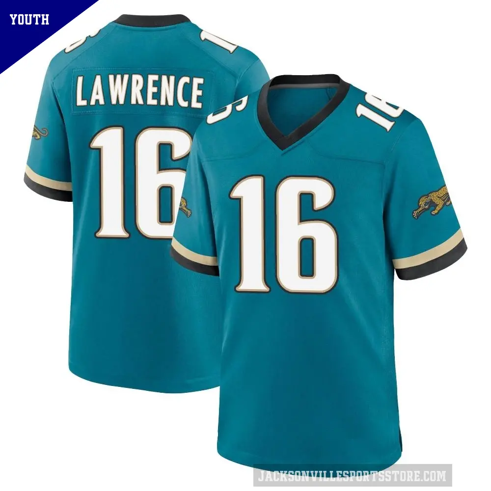 Youth Jacksonville Jaguars ＃16 Trevor Lawrence Teal Game Prowler Throwback Jersey