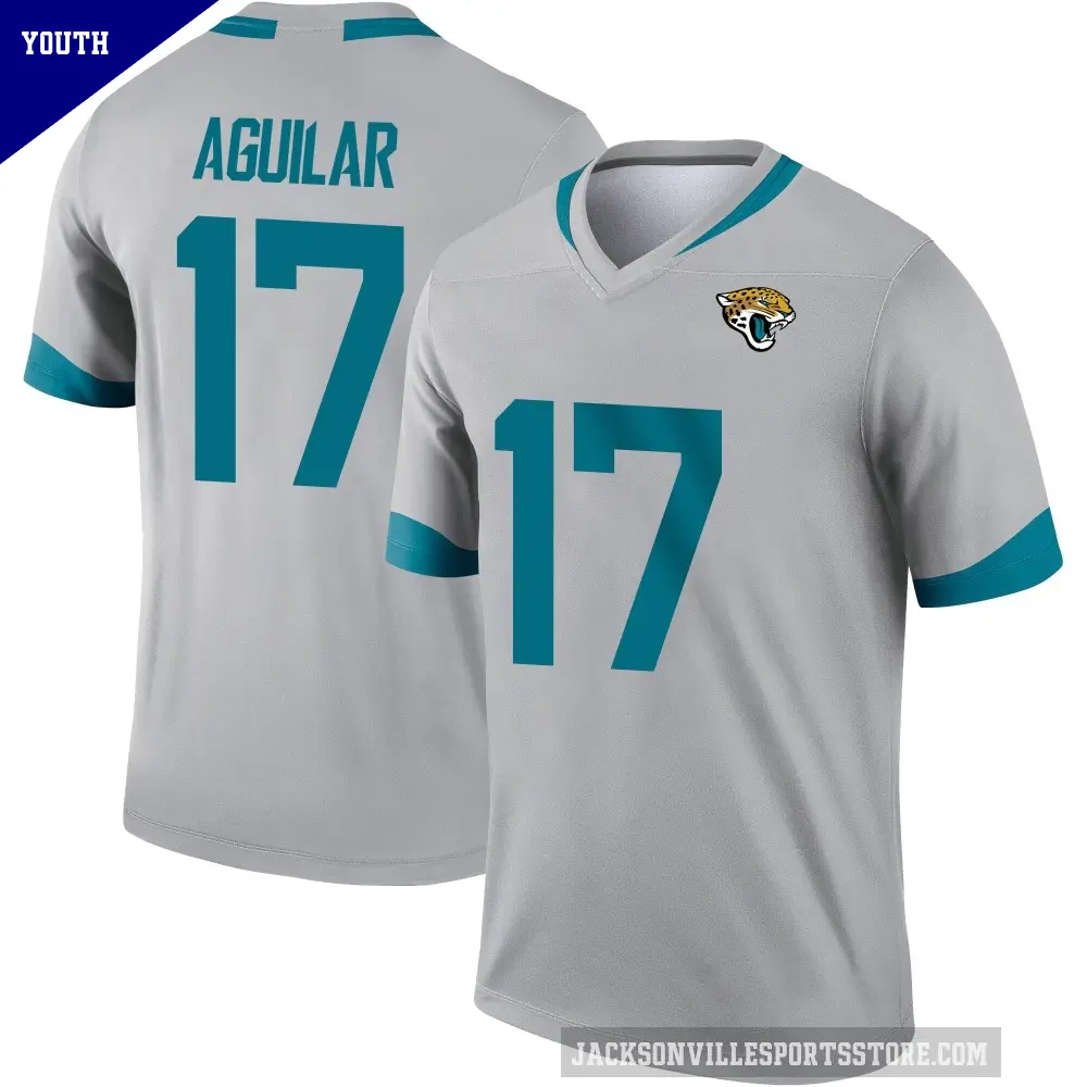 Youth Jacksonville Jaguars ＃17 Joey Aguilar Legend Silver Inverted Jersey