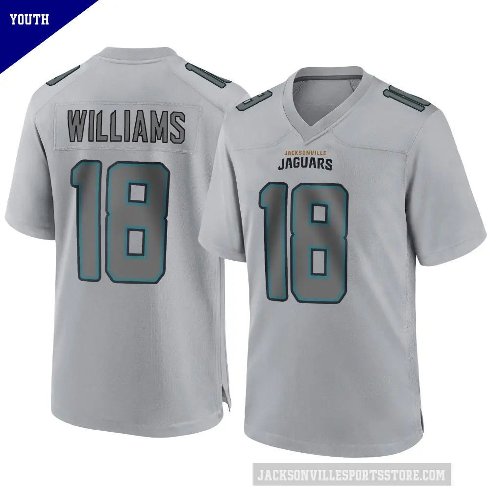Youth Jacksonville Jaguars ＃18 CJ Williams Gray Game Atmosphere Fashion Jersey