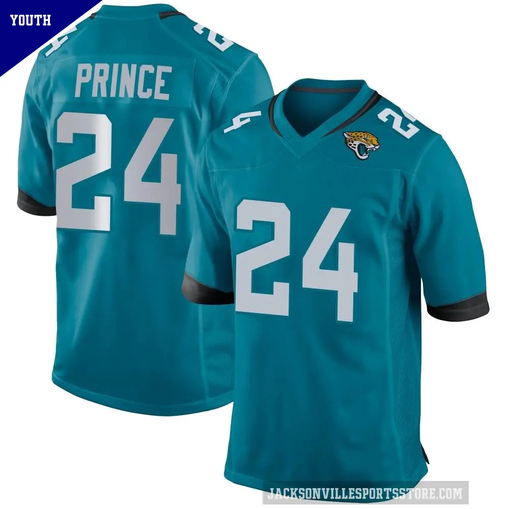 Youth Jacksonville Jaguars ＃24 De'Antre Prince Teal Game Jersey