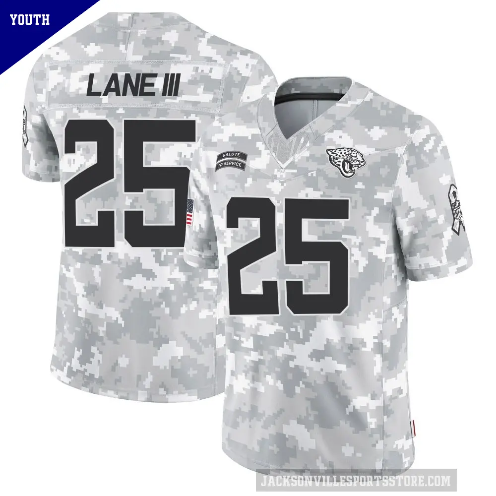 Youth Jacksonville Jaguars ＃25 Rayuan Lane III Arctic Camo Limited 2024 Salute to Service Jersey