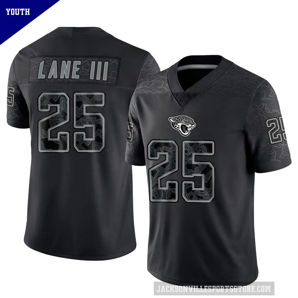 Youth Jacksonville Jaguars ＃25 Rayuan Lane III Black Limited Reflective Jersey