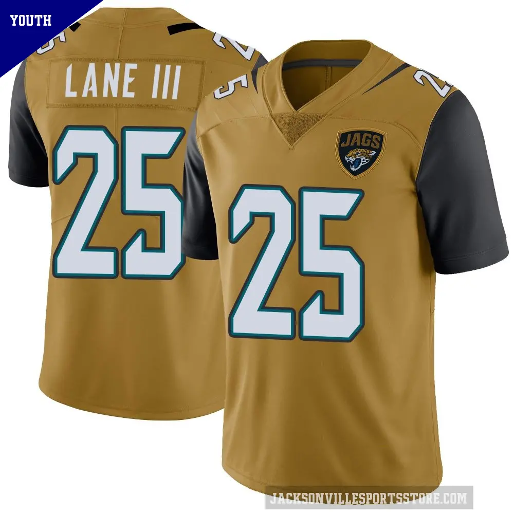 Youth Jacksonville Jaguars ＃25 Rayuan Lane III Gold Limited Color Rush Vapor Untouchable Jersey