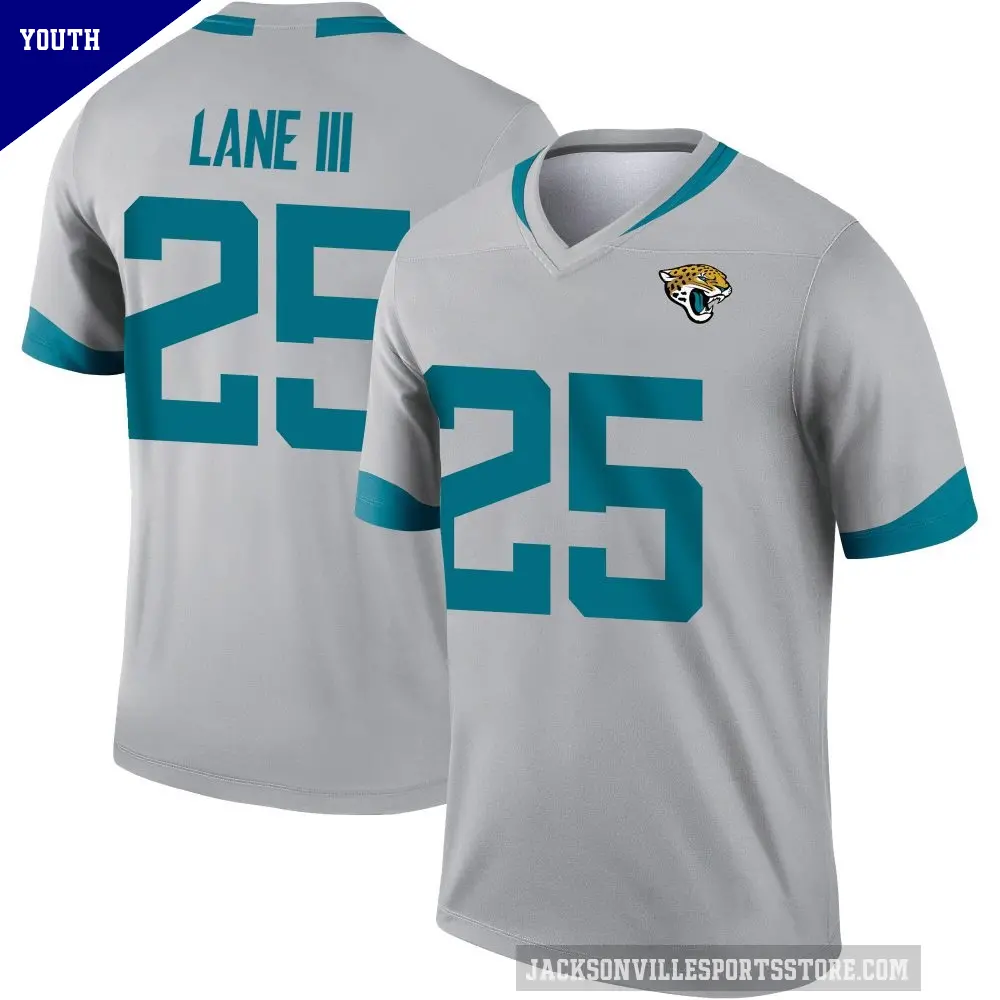 Youth Jacksonville Jaguars ＃25 Rayuan Lane III Legend Silver Inverted Jersey