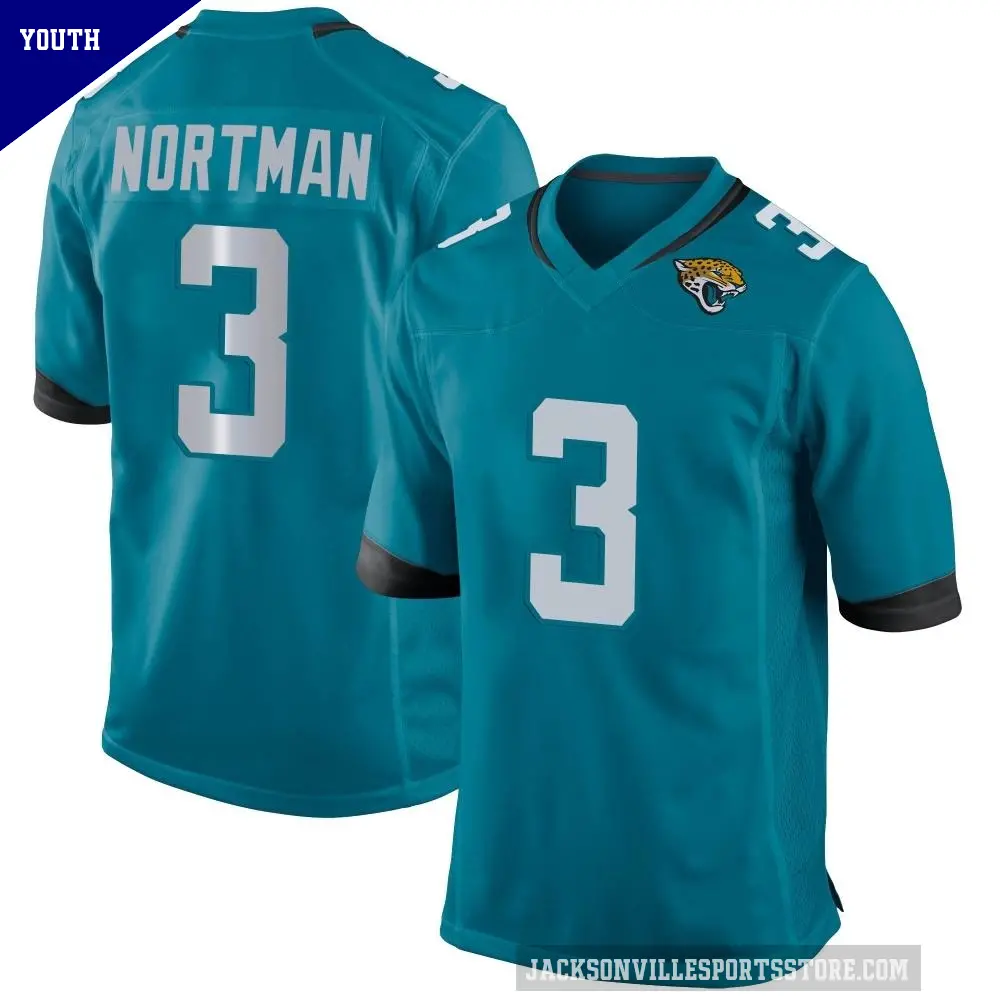 Youth Jacksonville Jaguars ＃3 Brad Nortman Teal Game Jersey