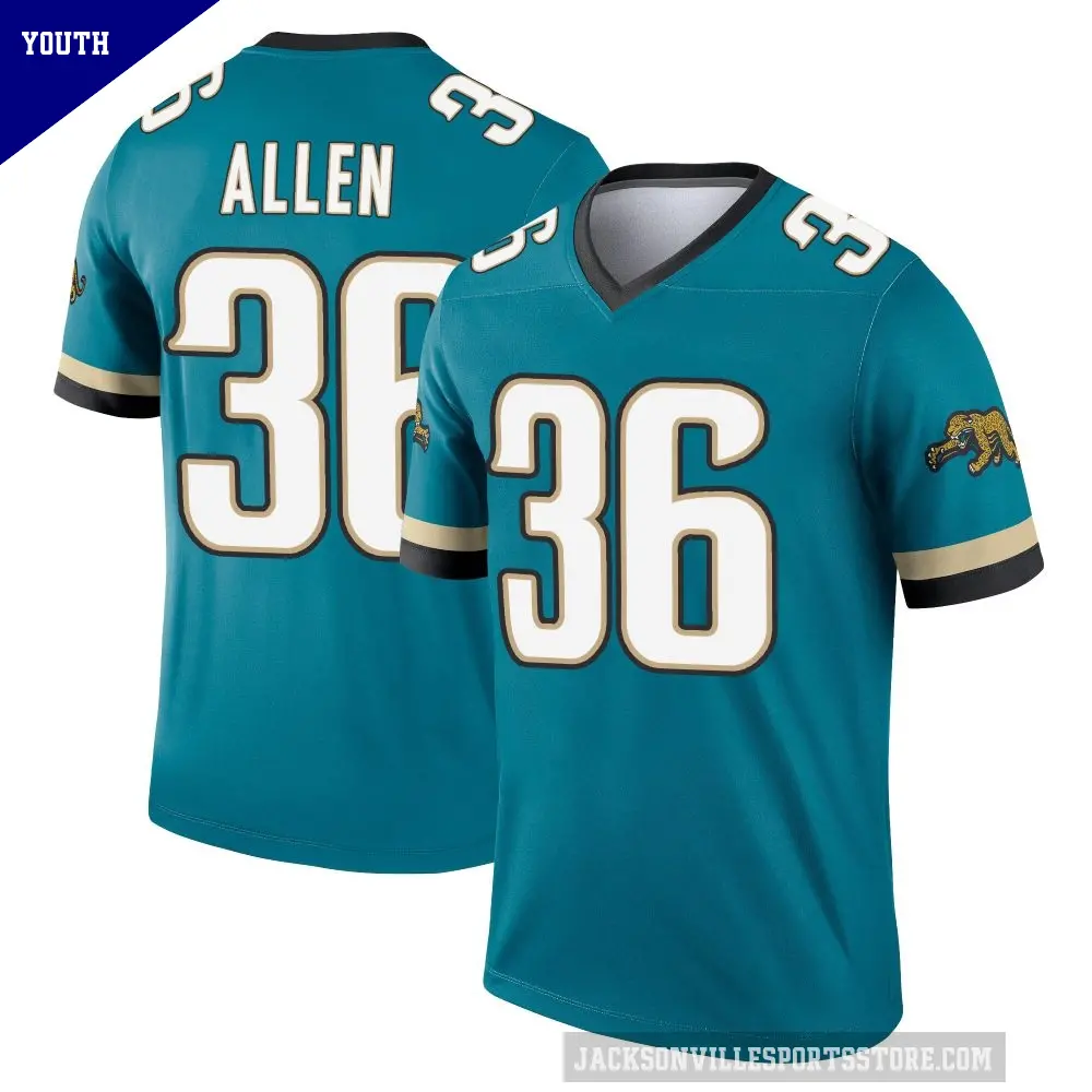 Youth Jacksonville Jaguars ＃36 LeQuint Allen Teal Legend Prowler Throwback Jersey