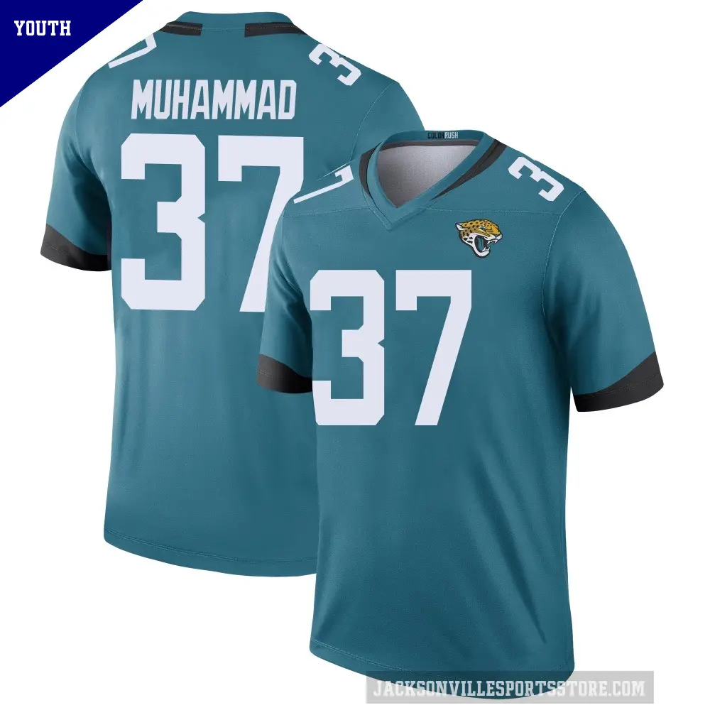 Youth Jacksonville Jaguars ＃37 Jabbar Muhammad Teal Legend Color Rush Jersey