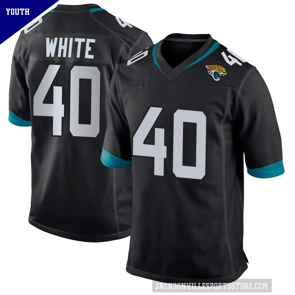 Youth Jacksonville Jaguars ＃40 Aydan White Black Game Jersey