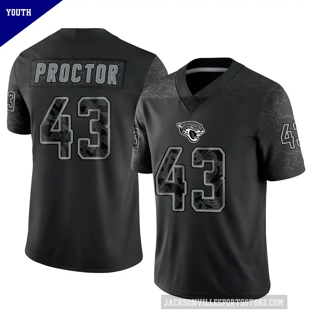 Youth Jacksonville Jaguars ＃43 Josh Proctor Black Limited Reflective Jersey