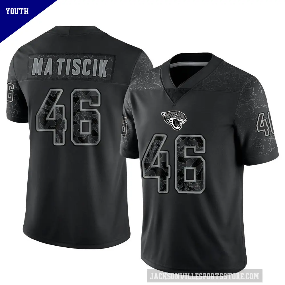 Youth Jacksonville Jaguars ＃46 Ross Matiscik Black Limited Reflective Jersey