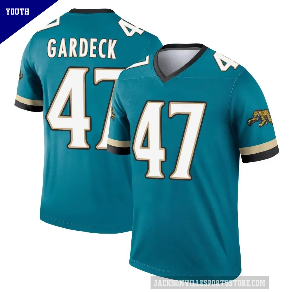 Youth Jacksonville Jaguars ＃47 Dennis Gardeck Teal Legend Prowler Throwback Jersey