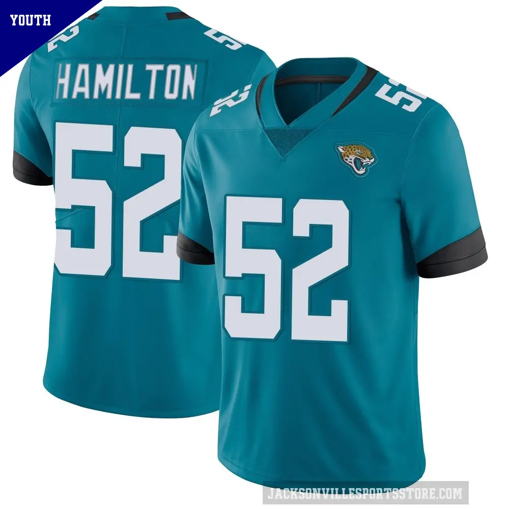 Youth Jacksonville Jaguars ＃52 DaVon Hamilton Teal Limited Vapor Untouchable Jersey