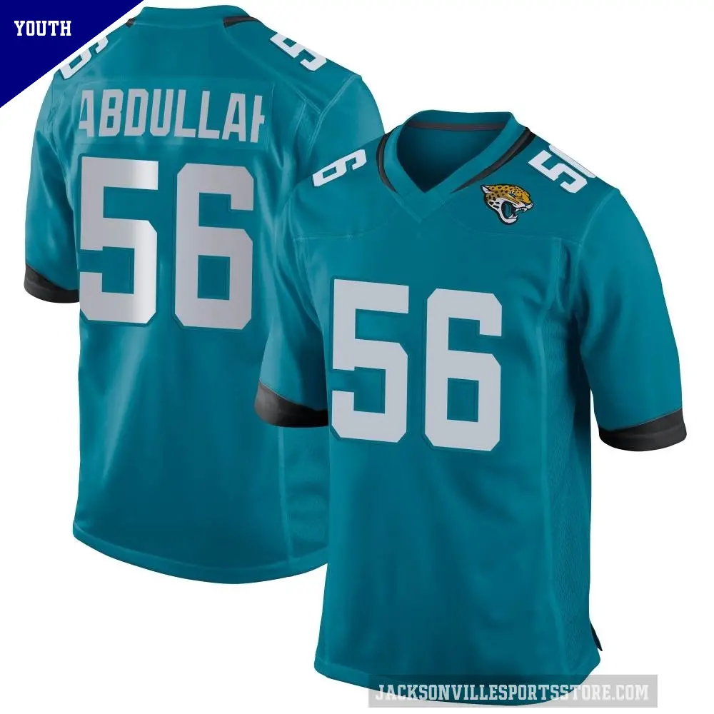 Youth Jacksonville Jaguars ＃56 Yasir Abdullah Teal Game Jersey