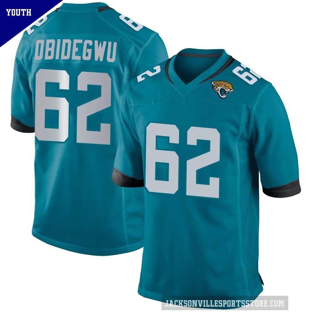 Youth Jacksonville Jaguars ＃62 Jimto Obidegwu Teal Game Jersey